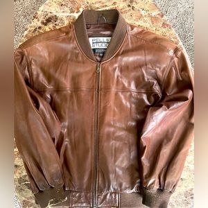 Vintage brown leather bomber jacket